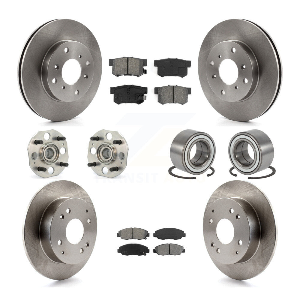Hub Bearings Disc Brake Rotors And Pads Front Rear Kit (10Pc) For Honda Accord