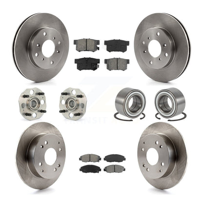 Hub Bearings Disc Brake Rotors And Pads Front Rear Kit (10Pc) For Honda Accord