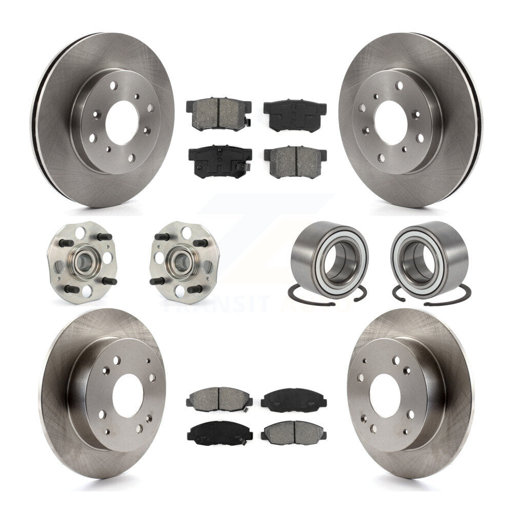 Hub Bearings Disc Brake Rotors And Pads Front Rear Kit (10Pc) For Honda Accord