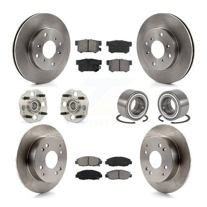 Hub Bearings Disc Brake Rotors And Pads Front Rear Kit (10Pc) For Honda Accord