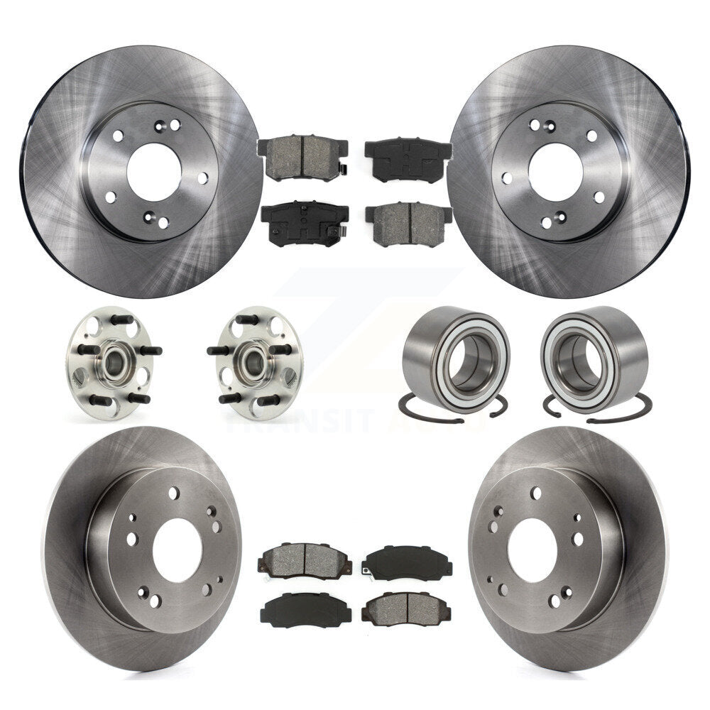 Hub Bearings Disc Brake Rotors And Pads Front Rear Kit (10Pc) For Honda Accord