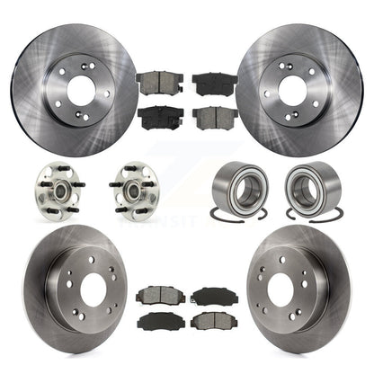 Hub Bearings Disc Brake Rotors And Pads Front Rear Kit (10Pc) For Honda Accord