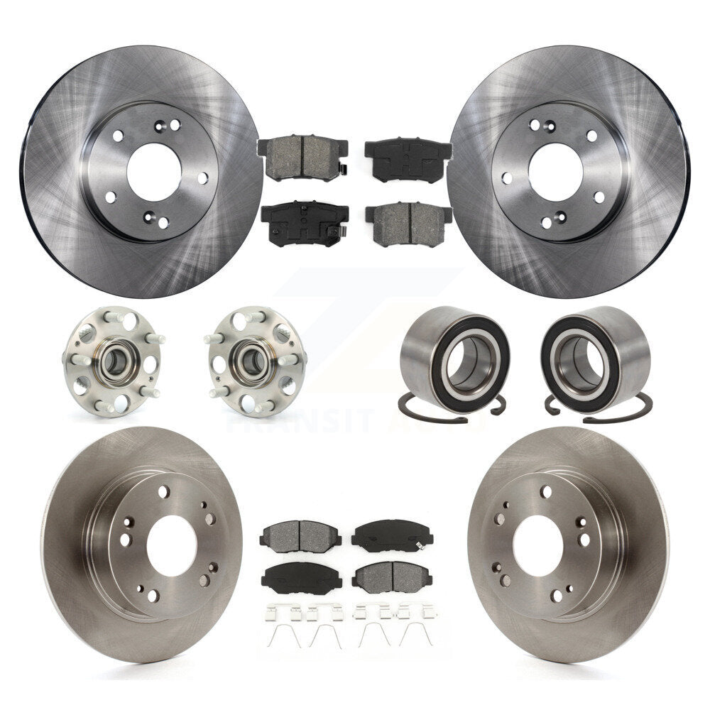 Hub Bearings Disc Brake Rotors And Pads Front Rear Kit (10Pc) For Honda Accord