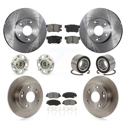 Hub Bearings Disc Brake Rotors And Pads Front Rear Kit (10Pc) For Honda Accord