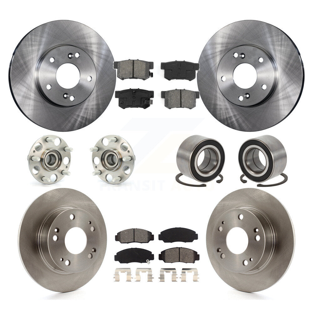 Hub Bearings Disc Brake Rotors And Pads Front Rear Kit (10Pc) For Honda Accord