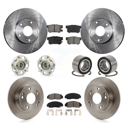 Hub Bearings Disc Brake Rotors And Pads Front Rear Kit (10Pc) For Honda Accord