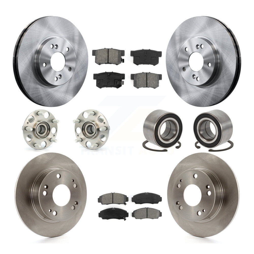 Hub Bearings Disc Brake Rotors And Pads Front Rear Kit (10Pc) For Honda Accord