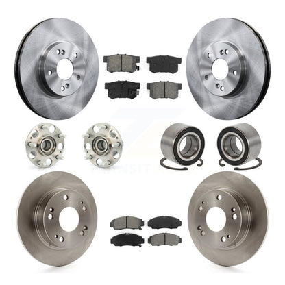 Hub Bearings Disc Brake Rotors And Pads Front Rear Kit (10Pc) For Honda Accord