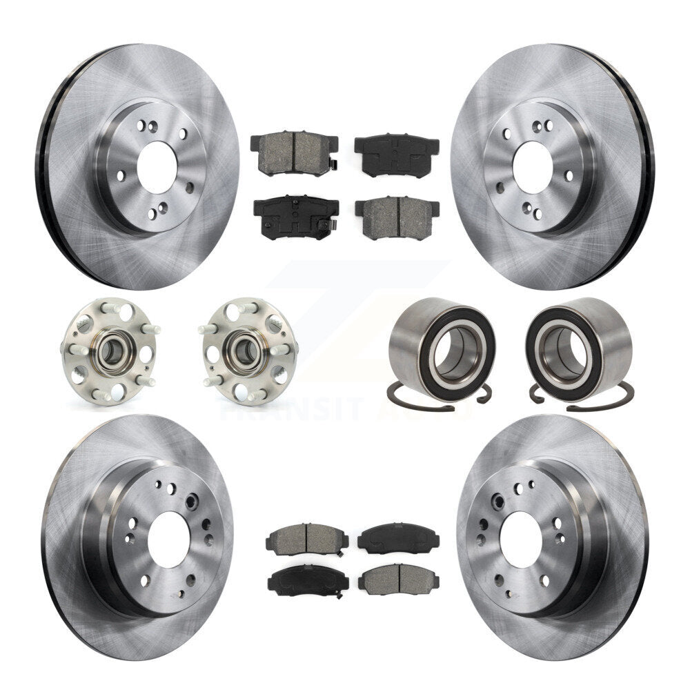 Hub Bearing Assembly Disc Brake Rotor And Pad Front Rear Kit (10Pc) For Acura TL