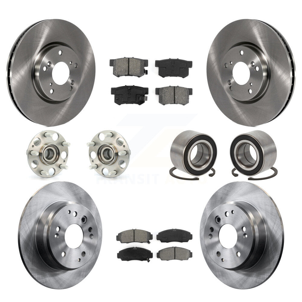Hub Bearing Assembly Disc Brake Rotor And Pad Front Rear Kit (10Pc) For Acura TL