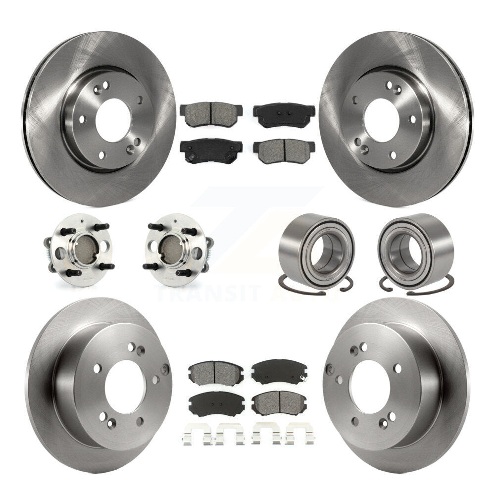 Hub Bearing Brake Rotor Pad Front Rear Kit (10Pc) For Hyundai Sonata 4-Wheel ABS