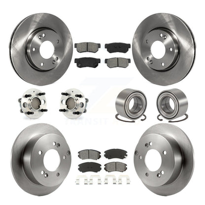 Hub Bearing Brake Rotor Pad Front Rear Kit (10Pc) For Hyundai Sonata 4-Wheel ABS