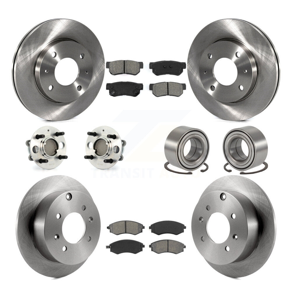 Hub Bearing Brake Rotor Pad Front Rear Kit (10Pc) For Hyundai Sonata 4-Wheel ABS
