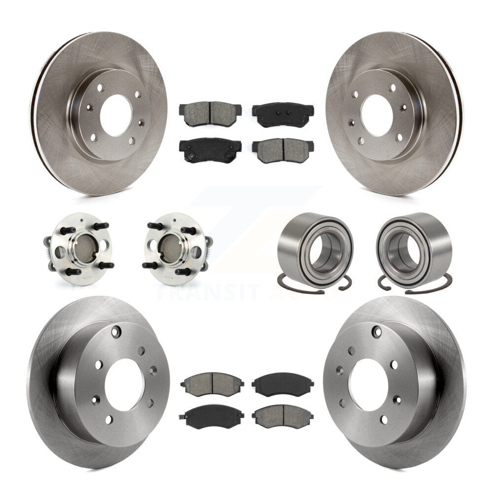 Hub Bearing Brake Rotor Pad Front Rear Kit (10Pc) For Hyundai Sonata 4-Wheel ABS