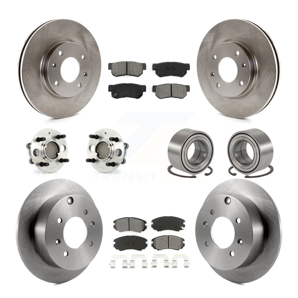 Hub Bearing Brake Rotor Pads Front Rear Kit (10Pc) For Hyundai Sonata Kia Optima