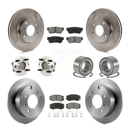 Hub Bearing Brake Rotor Pads Front Rear Kit (10Pc) For Hyundai Sonata Kia Optima