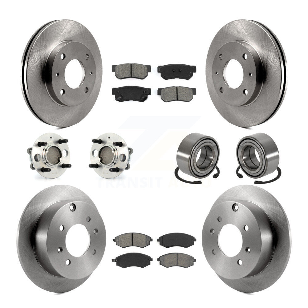 Hub Bearings Disc Brake Rotors And Pads Front Rear Kit (10Pc) For Hyundai Sonata