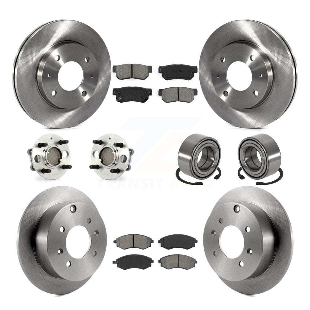 Hub Bearing Brake Rotor Pads Front Rear Kit (10Pc) For Hyundai Sonata Kia Optima
