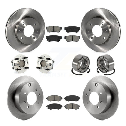 Hub Bearing Brake Rotor Pads Front Rear Kit (10Pc) For Hyundai Sonata Kia Optima