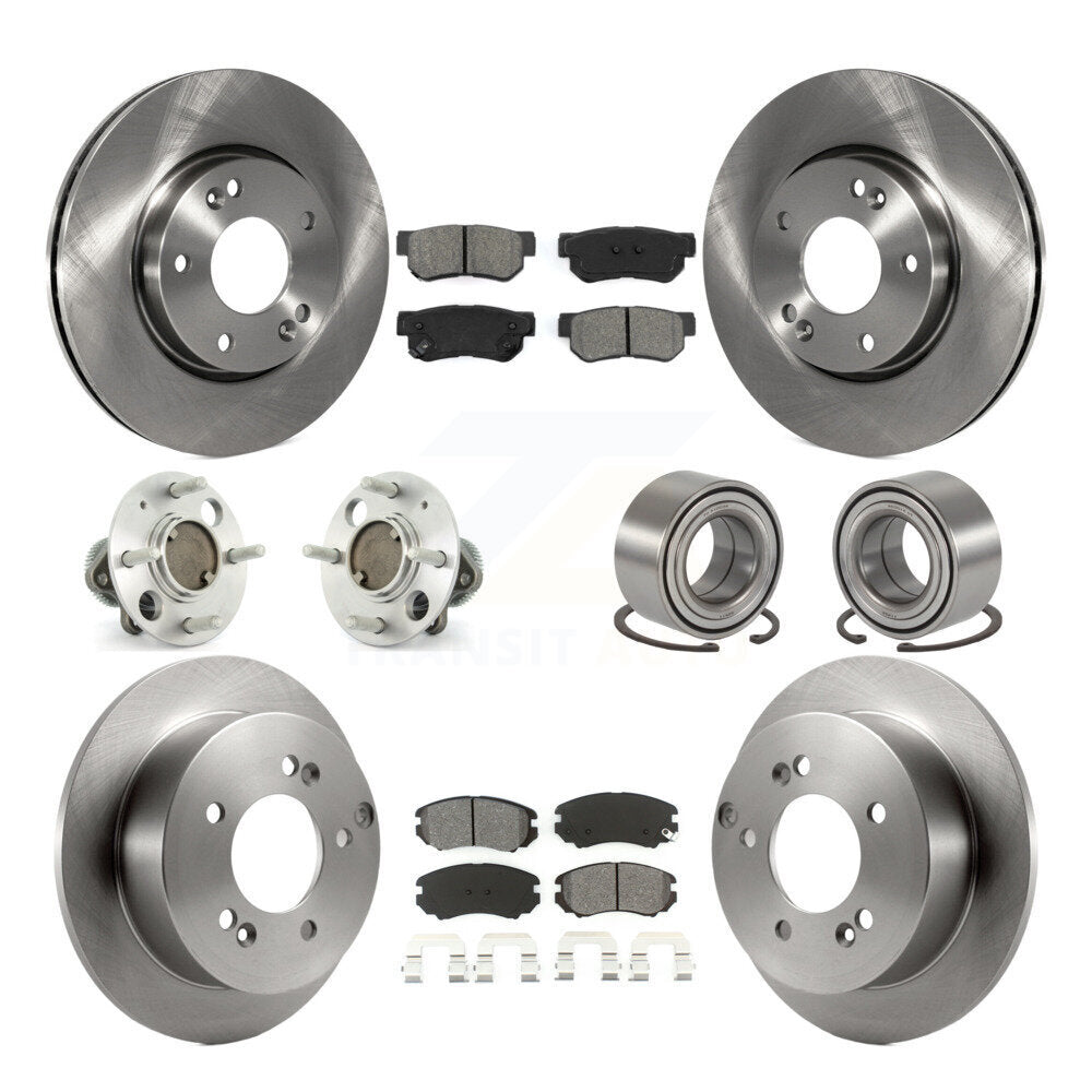 Hub Bearing Brake Rotor Pads Front Rear Kit (10Pc) For 05 Hyundai Sonata Non-ABS