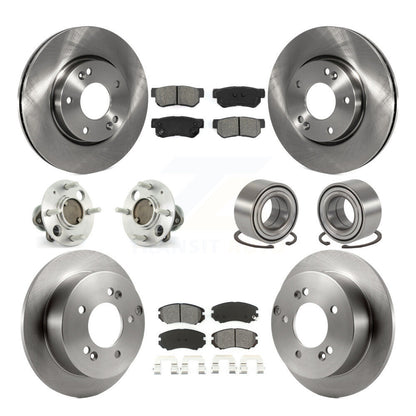 Hub Bearing Brake Rotor Pads Front Rear Kit (10Pc) For 05 Hyundai Sonata Non-ABS