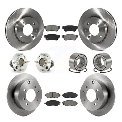 Hub Bearing Brake Rotor And Pad Front Rear Kit (10Pc) For Hyundai Sonata Non-ABS