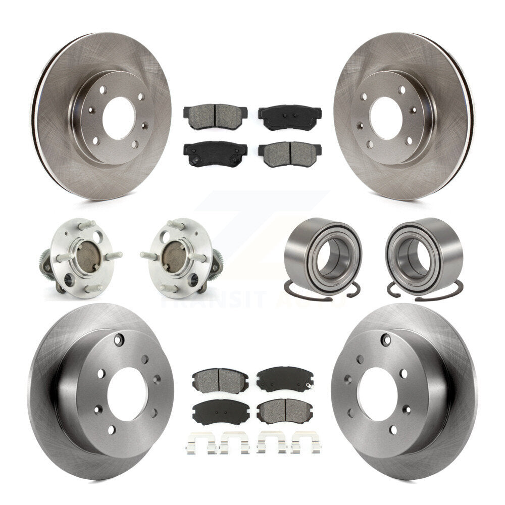 Hub Bearing Brake Rotor Pads Front Rear Kit (10Pc) For Hyundai Sonata Kia Optima