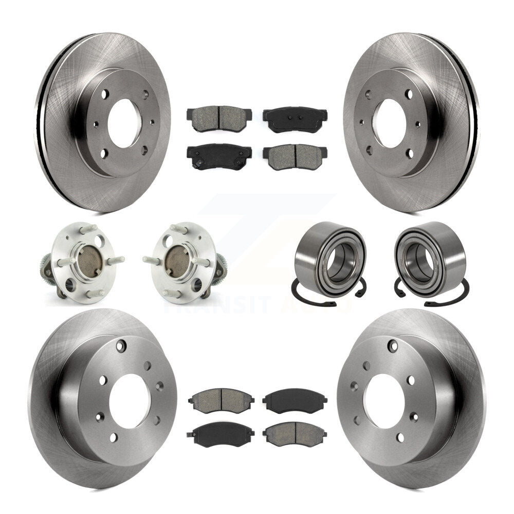 Hub Bearings Disc Brake Rotors And Pads Front Rear Kit (10Pc) For Hyundai Sonata