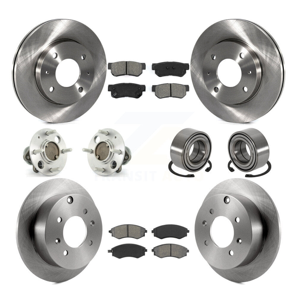 Hub Bearing Brake Rotor Pads Front Rear Kit (10Pc) For Hyundai Sonata Kia Optima