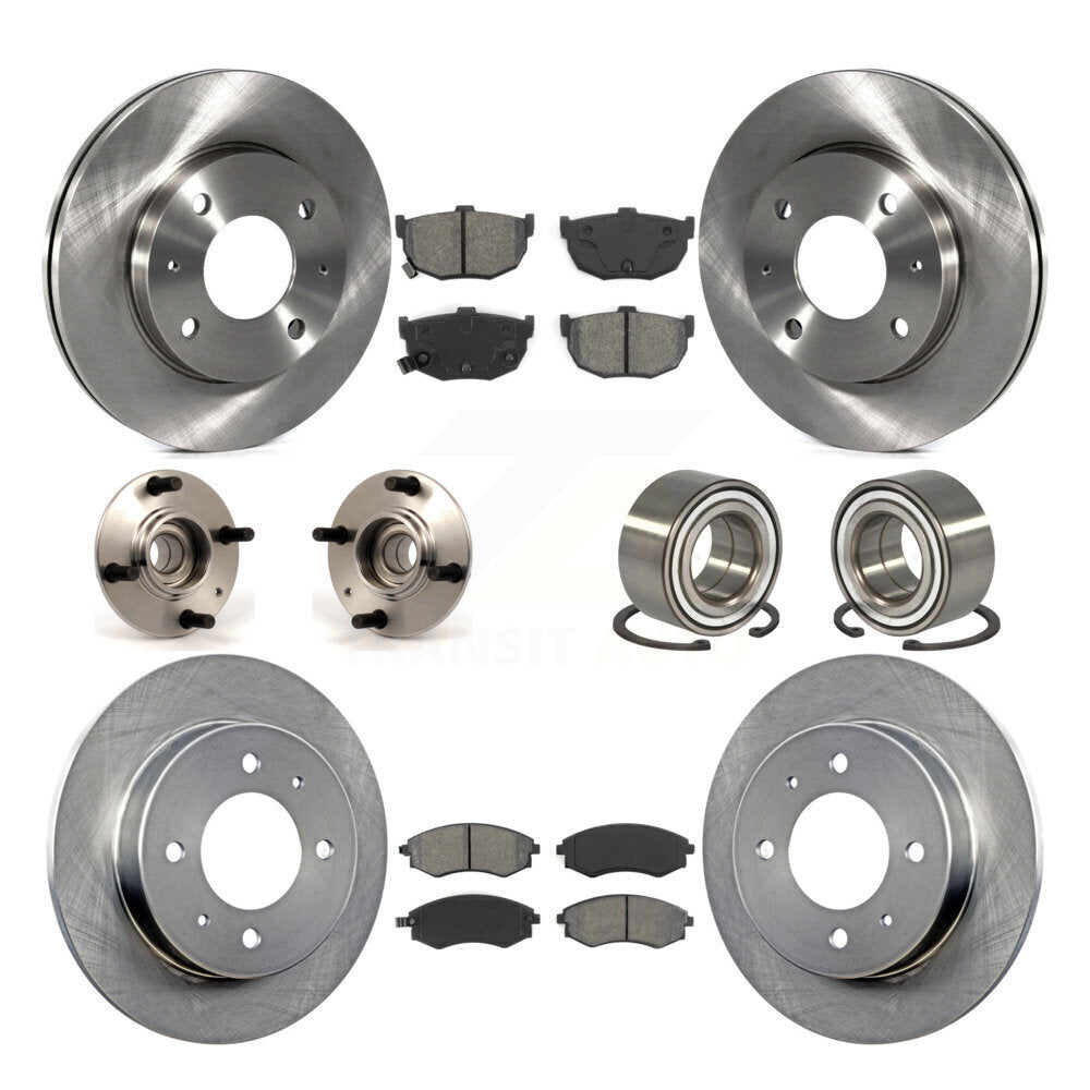 Hub Bearing Disc Brake Rotors And Pads Front Rear Kit (10Pc) For Hyundai Elantra