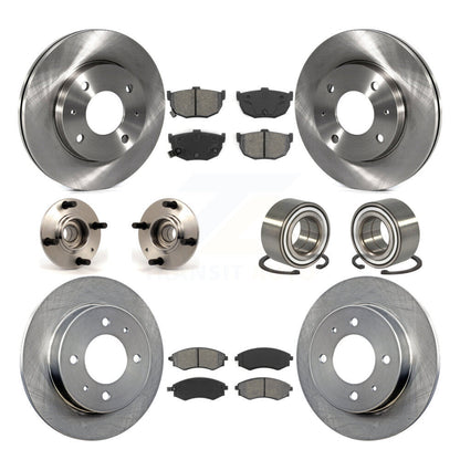 Hub Bearing Disc Brake Rotors And Pads Front Rear Kit (10Pc) For Hyundai Elantra
