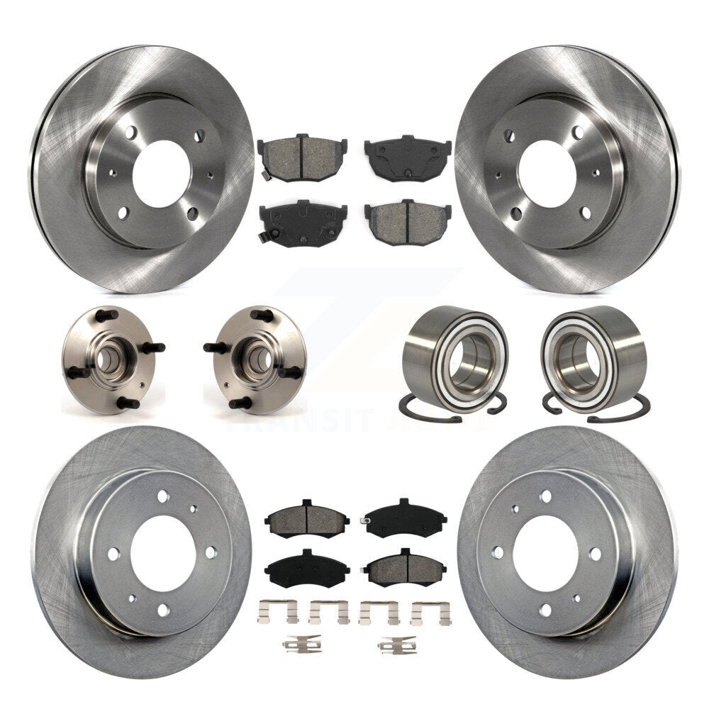 Hub Bearing Disc Brake Rotors And Pads Front Rear Kit (10Pc) For Hyundai Elantra