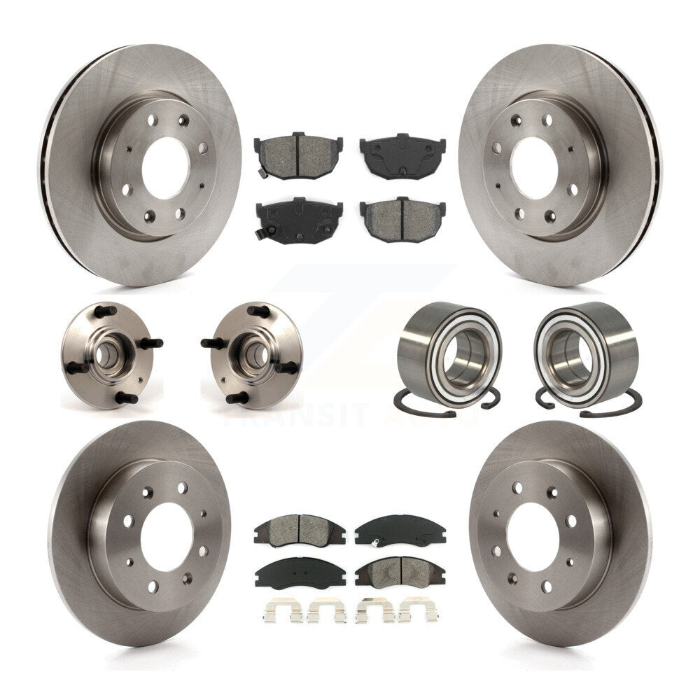Hub Bearing Disc Brake Rotor Pads Front Rear Kit (10Pc) For Kia Spectra Spectra5