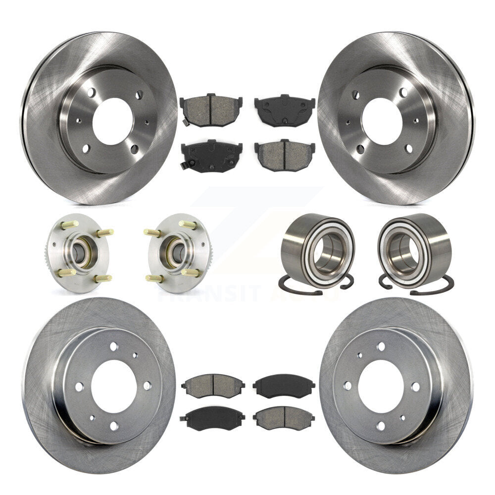 Hub Bearing Disc Brake Rotors And Pads Front Rear Kit (10Pc) For Hyundai Elantra
