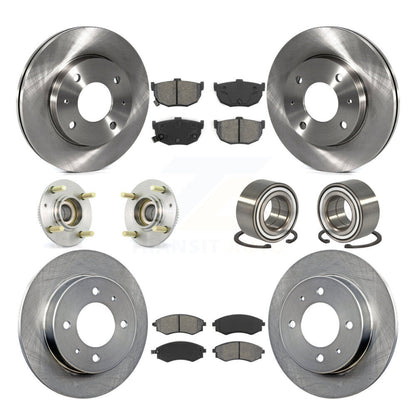 Hub Bearing Disc Brake Rotors And Pads Front Rear Kit (10Pc) For Hyundai Elantra