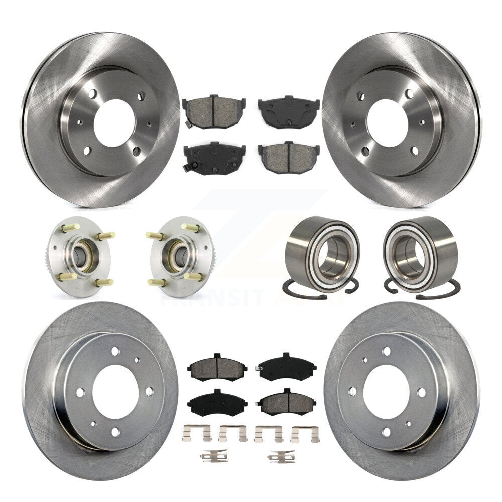 Hub Bearing Disc Brake Rotors And Pads Front Rear Kit (10Pc) For Hyundai Elantra
