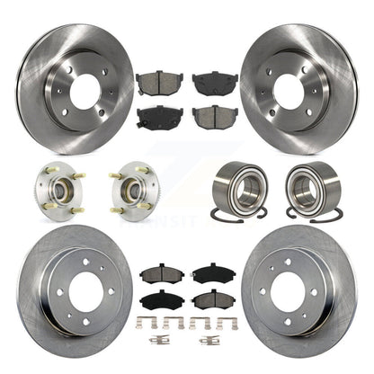 Hub Bearing Disc Brake Rotors And Pads Front Rear Kit (10Pc) For Hyundai Elantra