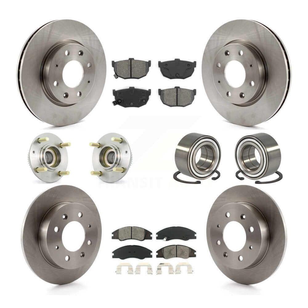 Hub Bearing Disc Brake Rotor Pads Front Rear Kit (10Pc) For Kia Spectra Spectra5