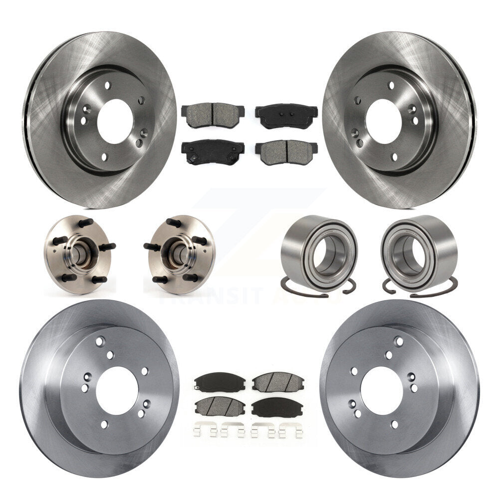 Hub Bearing Disc Brake Rotor And Pads Front Rear Kit (10Pc) For Hyundai Santa Fe