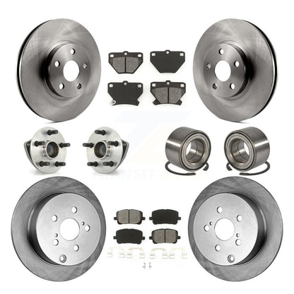 Hub Bearing Brake Rotor Pad Front Rear Kit (10Pc) For Toyota Matrix Pontiac Vibe