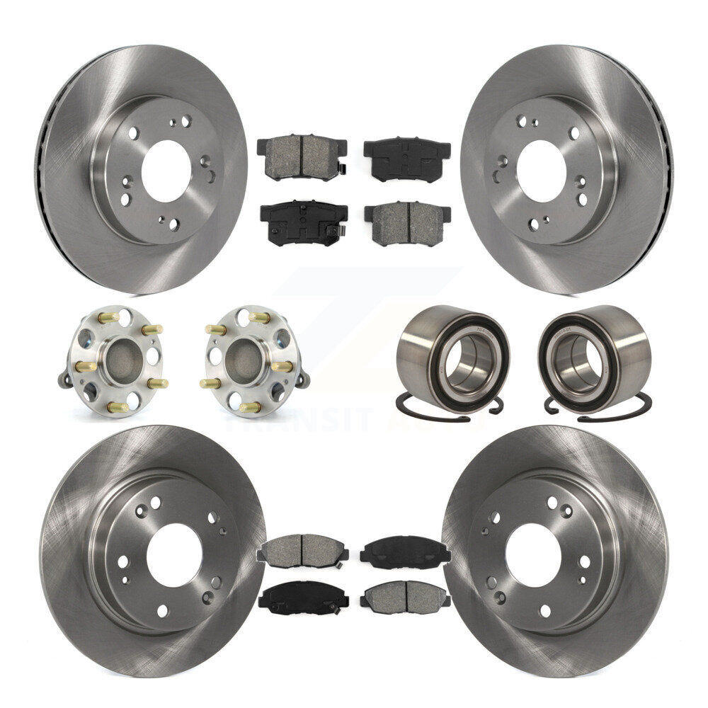 Wheel Hub Bearing Disc Brake Rotor And Pad Front Rear Kit (10Pc) For Honda Civic