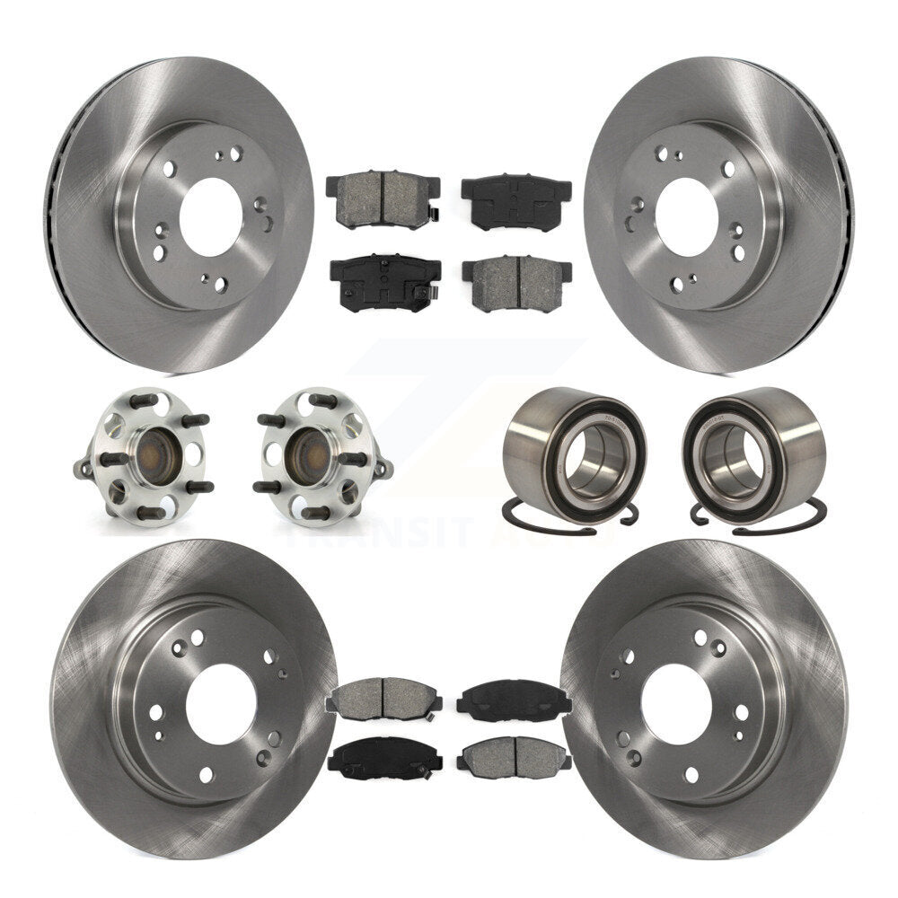 Wheel Hub Bearing Disc Brake Rotor And Pad Front Rear Kit (10Pc) For Honda Civic
