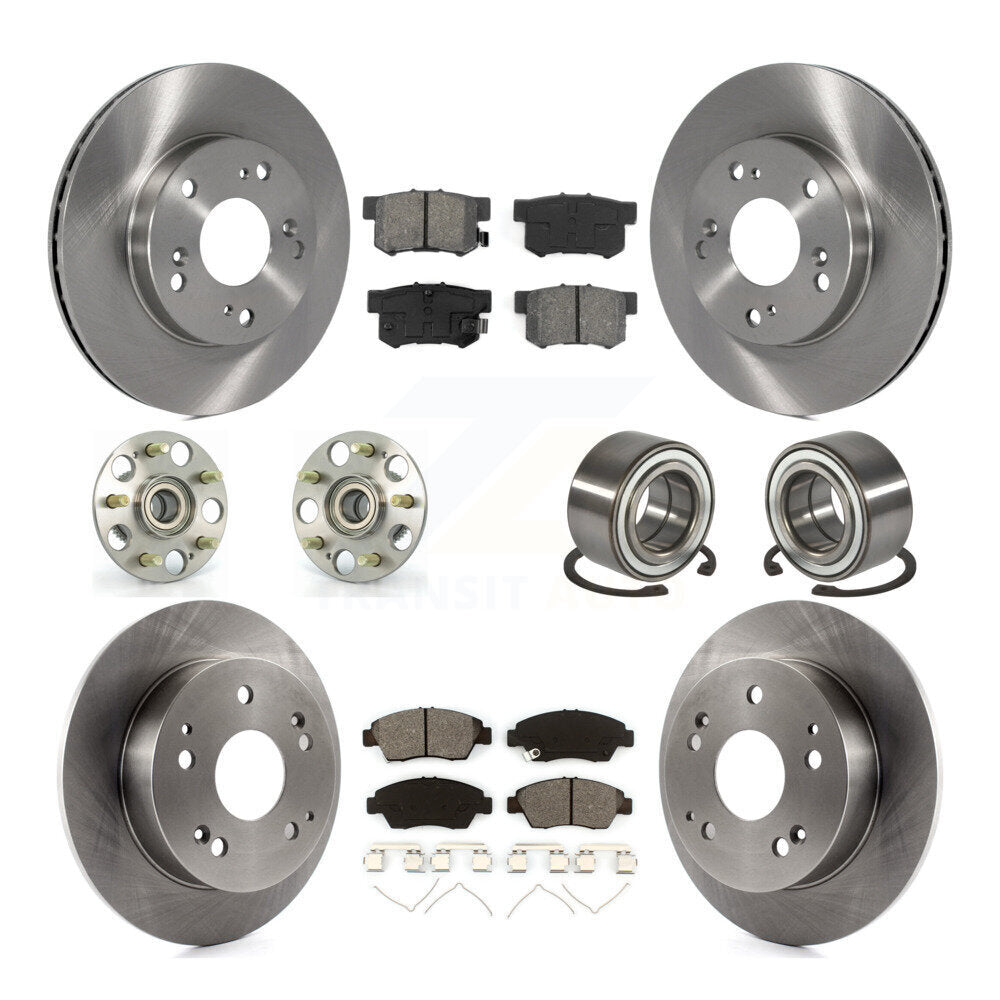 Hub Bearing Disc Brake Rotor Pads Front Rear Kit (10Pc) For 2004 Honda Civic SiR