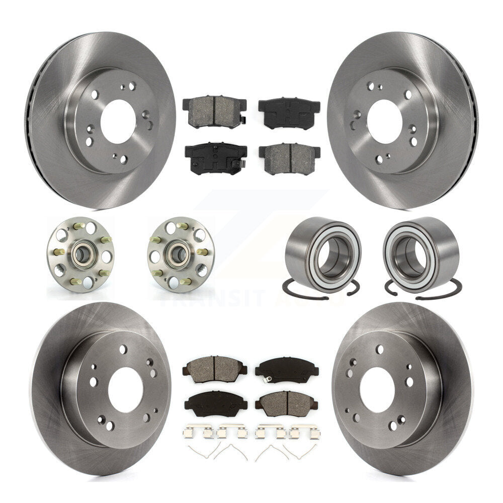 Hub Bearing Disc Brake Rotor Pad Front Rear Kit (10Pc) For Honda Civic Acura RSX