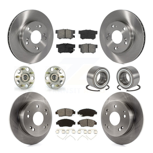 Hub Bearing Disc Brake Rotor Pad Front Rear Kit (10Pc) For Honda Civic Acura RSX