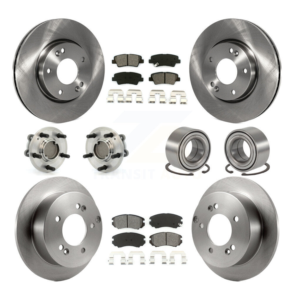Hub Bearings Disc Brake Rotors And Pads Front Rear Kit (10Pc) For Hyundai Sonata