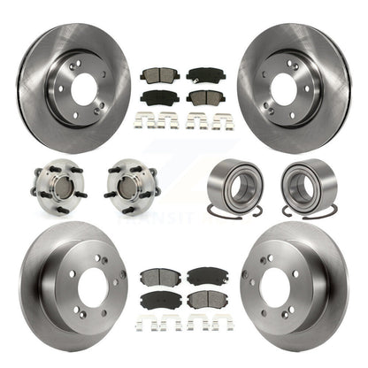 Hub Bearings Disc Brake Rotors And Pads Front Rear Kit (10Pc) For Hyundai Sonata