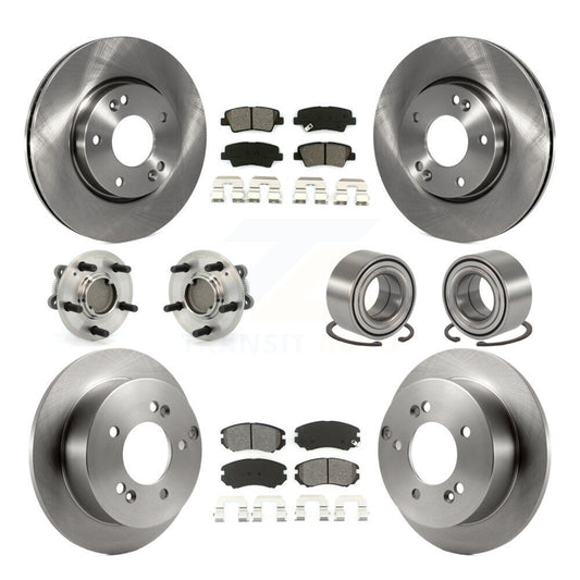 Hub Bearings Disc Brake Rotors And Pads Front Rear Kit (10Pc) For Hyundai Sonata