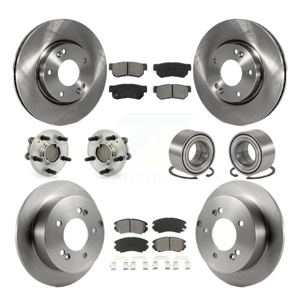 Hub Bearing Brake Rotor Pads Front Rear Kit (10Pc) For Hyundai Sonata Kia Optima