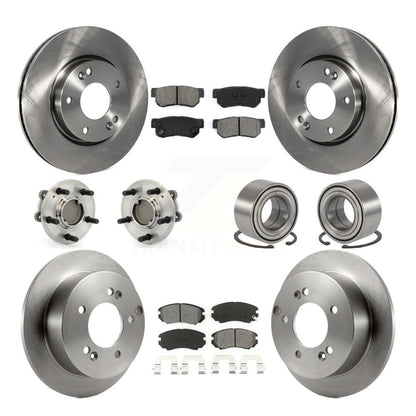 Hub Bearing Brake Rotor Pads Front Rear Kit (10Pc) For Hyundai Sonata Kia Optima